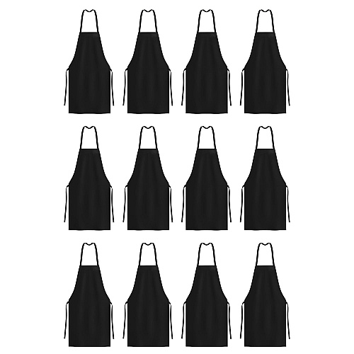 Mariposa Bib Apron 33x30 Black - Pack Of 12 (APRN-B-SPUN)