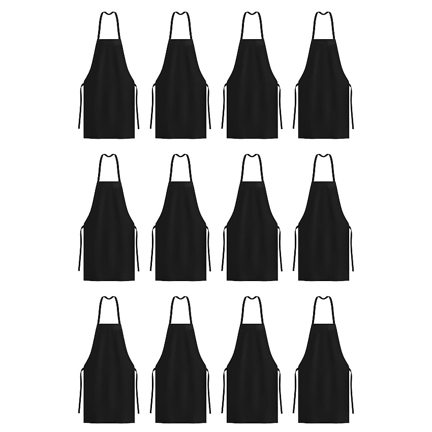 Mariposa Bib Apron 33x30 Black - Pack Of 12 (APRN-B-SPUN)