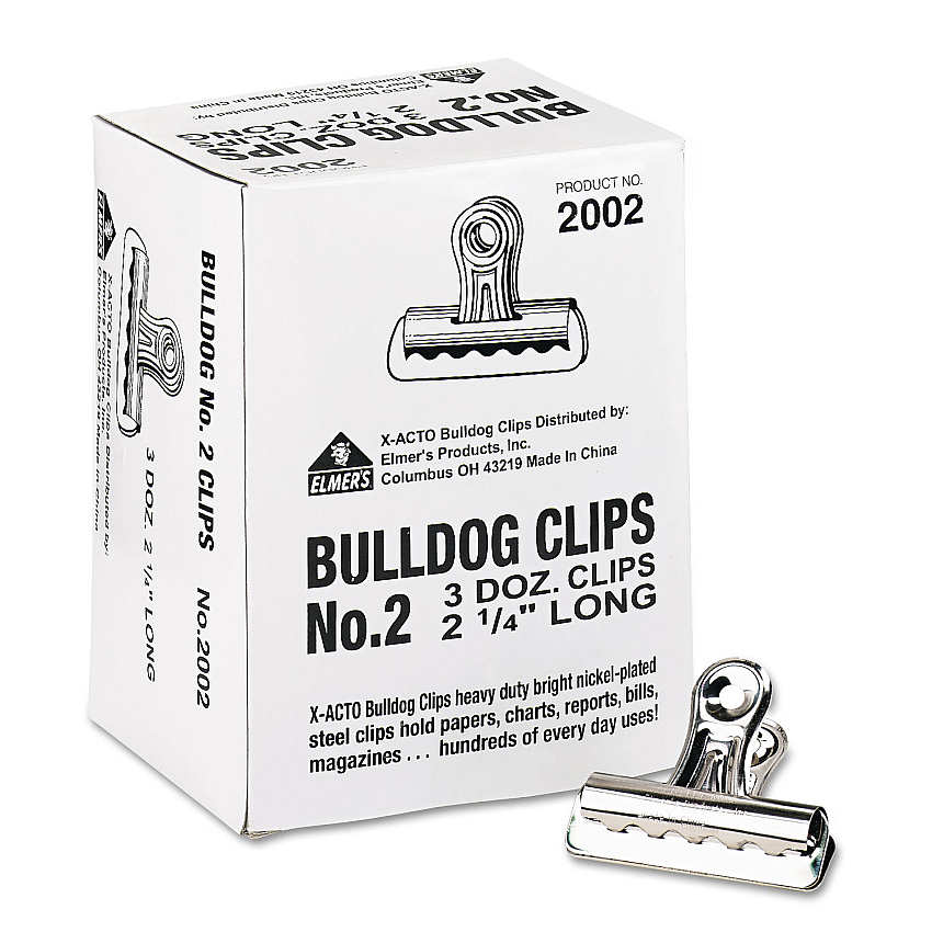 X-ACTO Bulldog Clips, Medium, Nickel, 36/Box (2002LMR)