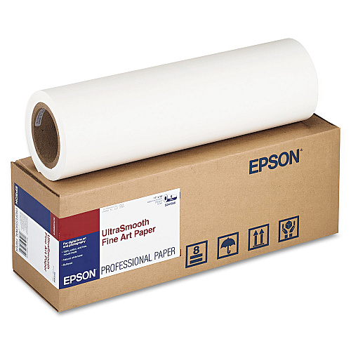 Epson UltraSmooth Fine Art Paper Rolls, 15 mil, 17" x 50 ft, Matte White (S041856)