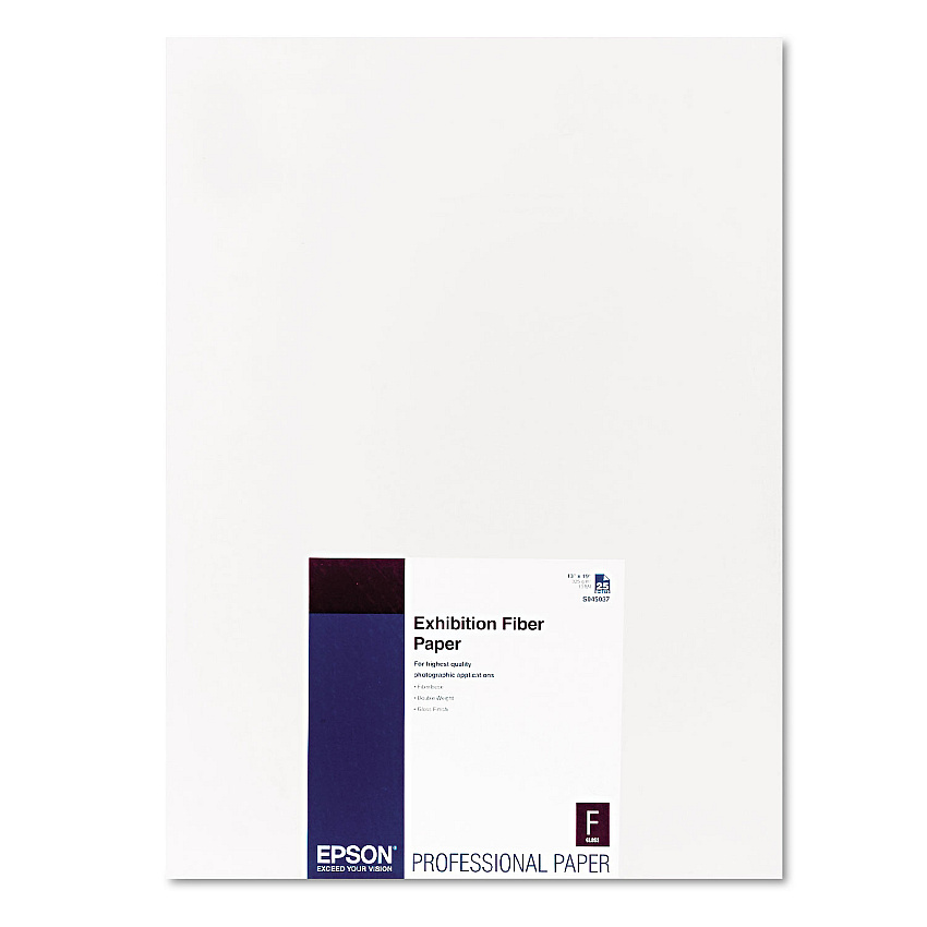 Epson Exhibition Fiber Paper, 13 mil, 13 x 19, White, 25/Pack (S045037)