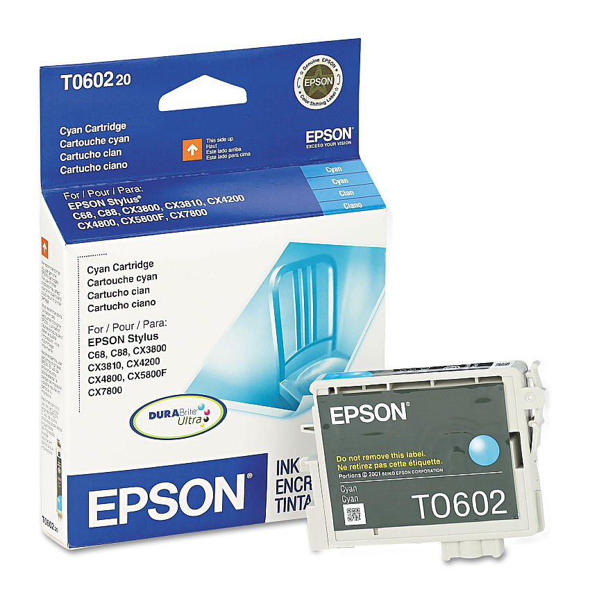 Epson T060220-S (60) DURABrite Ink, 450 Page-Yield, Cyan