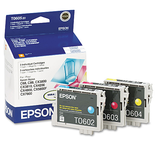 Epson T060520-S (60) Ink, 1,350 Page-Yield, Cyan/Magenta/Yellow
