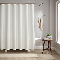 Host & Home Poly Shower Curtain Set 72x72 Raindrop Bright White - Case Of 12 (SCSET-7272-WH)
