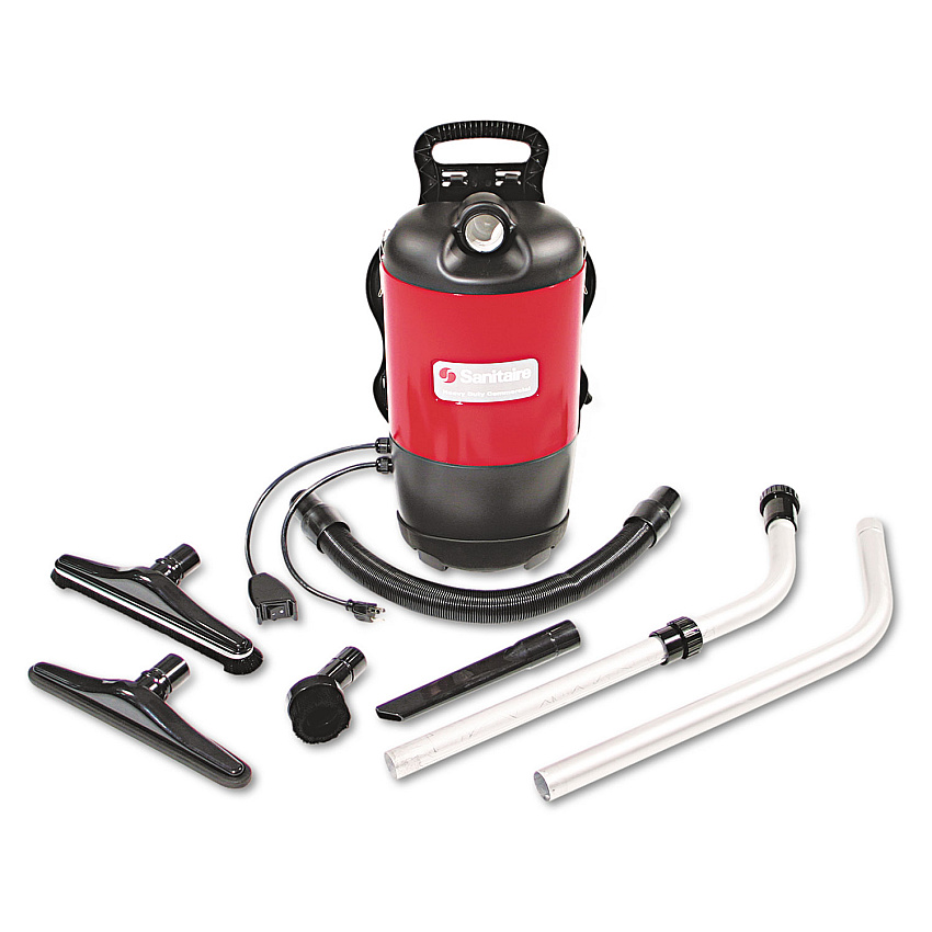 Sanitaire TRANSPORT QuietClean Backpack Vacuum SC412B, 1.5 gal Tank Capacity, Red
