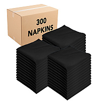 Mariposa Poly Spun Napkin 20x20 Black - Case Of 300 (NAP-B-SPUN-CS)