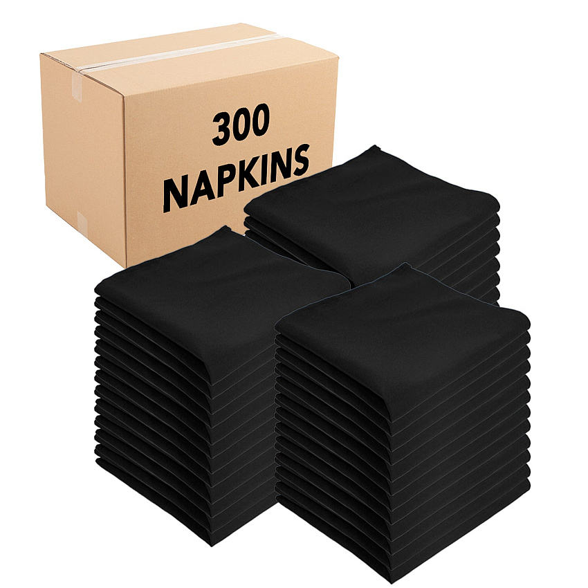 Mariposa Poly Spun Napkin 20x20 Black - Case Of 300 (NAP-B-SPUN-CS)