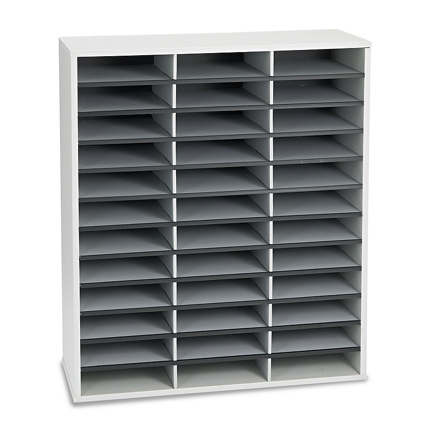 Fellowes Literature Organizer, 36 Letter Compartments, 29 x 11.88 x 34.69, Dove Gray (25061)