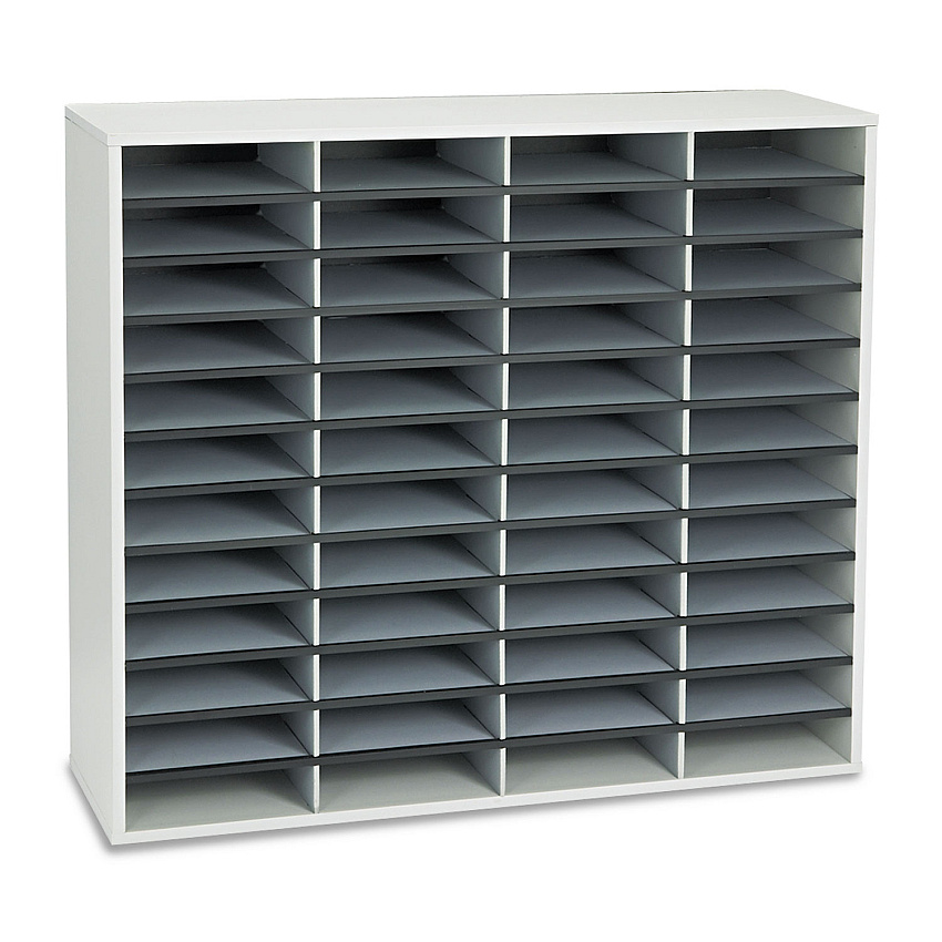Fellowes Literature Organizer, 48 Letter Compartments, 38.25 x 11.88 x 34.69, Dove Gray (25081)