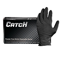 Safety Zone Nitrile Powder Free 9 Mil Pyramid Grip Gloves Black Med, Box Of 100 (GL-NT107BKFM)