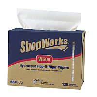 Shopworks W600 Wipers, Hydrospun, White, 8.25"x16.75", Interfolded - Case Of 1250 (634605)