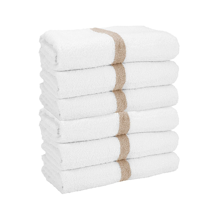 Power Gym Bath Towel 22x44 Beige Stripe, Case Of 60 (PWR-2244-6BGCS-CS)