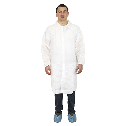 Safety Zone Polyproylene Lab Coat White 5xl, Case Of 30 (M1714-5X-E/W)