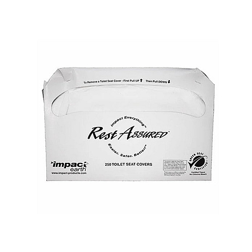 Rest Assured Green Seal Toilet Seat Covers, 1/2 Fold, Rest Assured100% Recycled, Biodegradable, Eco-friendly Disposable Protection, 1000 Per Case, Case Of 1000 (25130873)