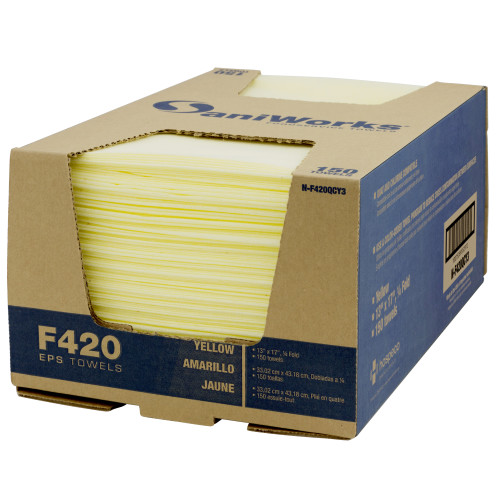 Saniworks Eps Towels, Yellow, 13x17, 1/4 Fold - Case Of 150 (N-F420QCY3)