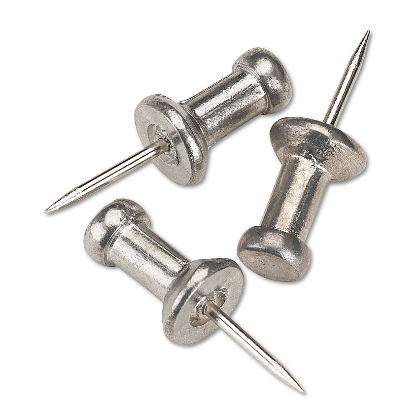 GEM Aluminum Head Push Pins, Aluminum, Silver, 0.38", 100/Box (CPAL3)