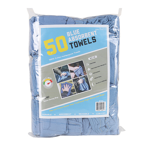 Huck Cleaning Towels, 14x24 Blue - Bag Of 50 (BT50)
