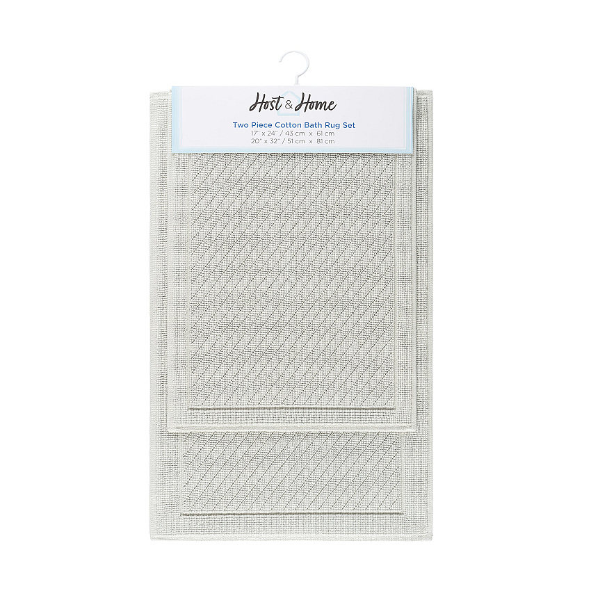 Host & Home Cotton 2pc Bath Mat Set 17x24/20x32 - Light Gray - Case Of 4 Sets (HH-BM-2PK-GY)