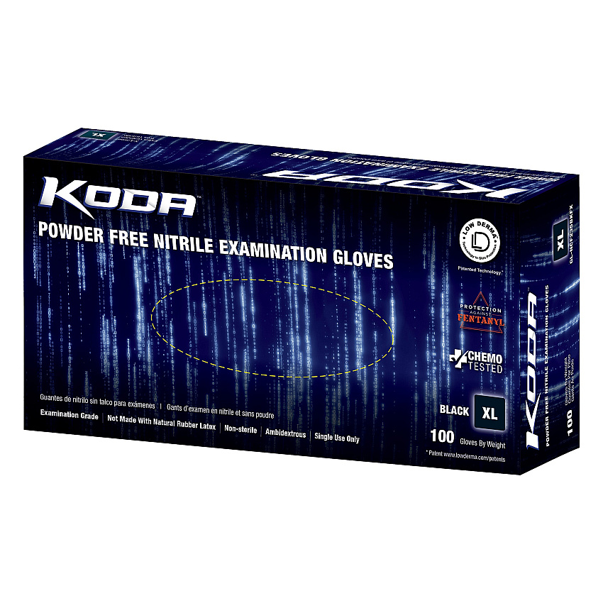 Koda Nitrile Powder Free 5.5 Mil Exam Gloves Black Xl, Box Of 90 (GL-NCF235BKFX)