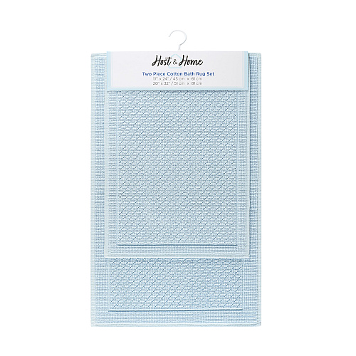 Host & Home Cotton 2pc Bath Mat Set 17x24/20x32 - Light Blue - Case Of 4 Sets (HH-BM-2PK-LB)