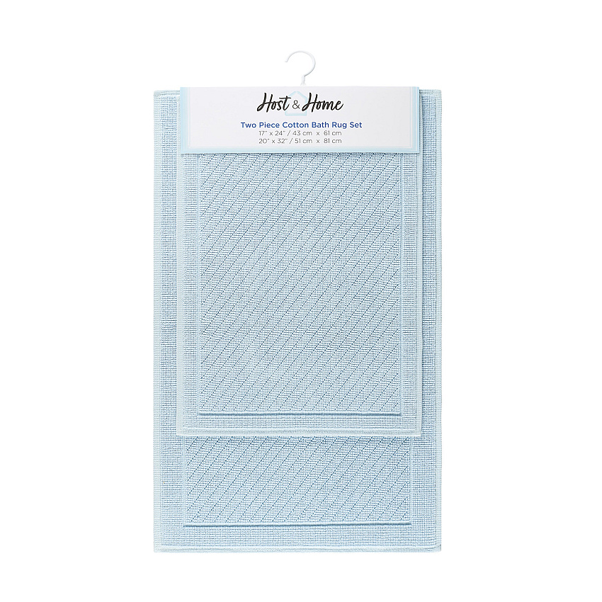 Host & Home Cotton 2pc Bath Mat Set 17x24/20x32 - Light Blue - Case Of 4 Sets (HH-BM-2PK-LB)