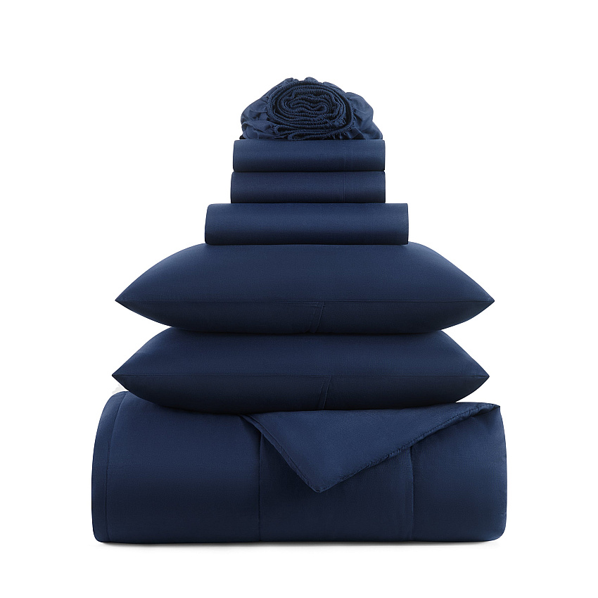 Family Essentials Bed In Bag 7pc Set - King - Navy - 1 Set (P-BIAB-KG-NV)