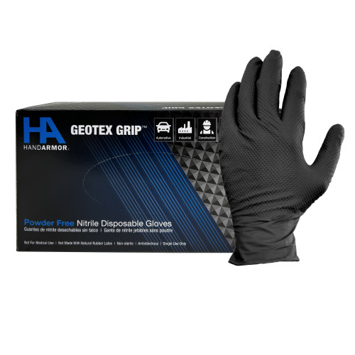 Hand Armor Nitrile Textured Gloves, Powder Free, 9 Mil, Black, Xxl - Box Of 100 (GDNT107BKXX)