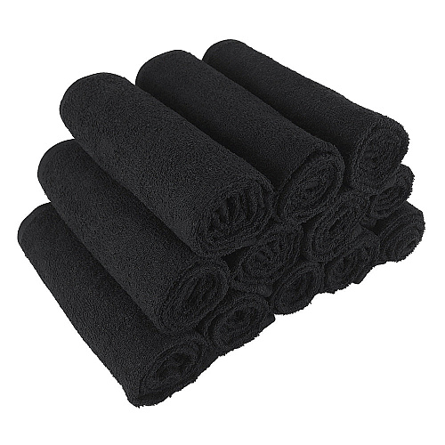 Cotton Salon Towel 16x28 Black - Pack Of 12 (BB-1628-3BLK)