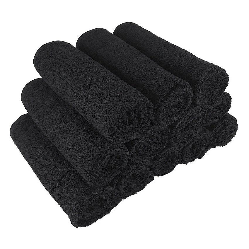 Cotton Salon Towel 16x28 Black - Pack Of 12 (BB-1628-3BLK)