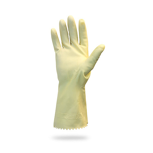 Proworks Flock Lined Latex Canner 18 Mil Gloves, Amber Med - Bag Of 12 Pairs (GRCA-MD-1SF)