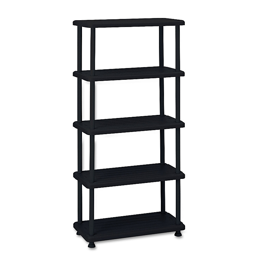 Iceberg Rough n Ready Open Storage System, Five-Shelf, Blow-Molded HDPE, 36w x 18d x 74h, Black (20851)