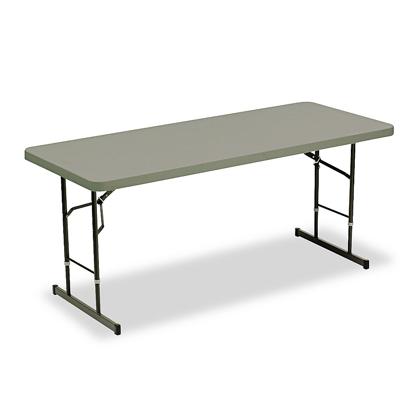 Iceberg IndestrucTable Classic Adjustable-Height Folding Table, Rectangular, 72" x 30" x 25" to 35", Charcoal (65627)