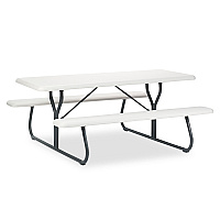 Iceberg IndestrucTable Classic Picnic Table, Rectangular, 72" x 30" x 29", Platinum/Gray (65923)