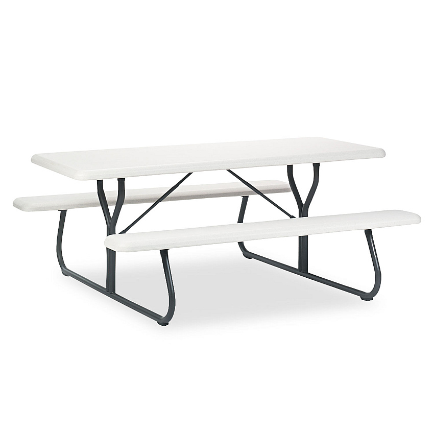 Iceberg IndestrucTable Classic Picnic Table, Rectangular, 72" x 30" x 29", Platinum/Gray (65923)
