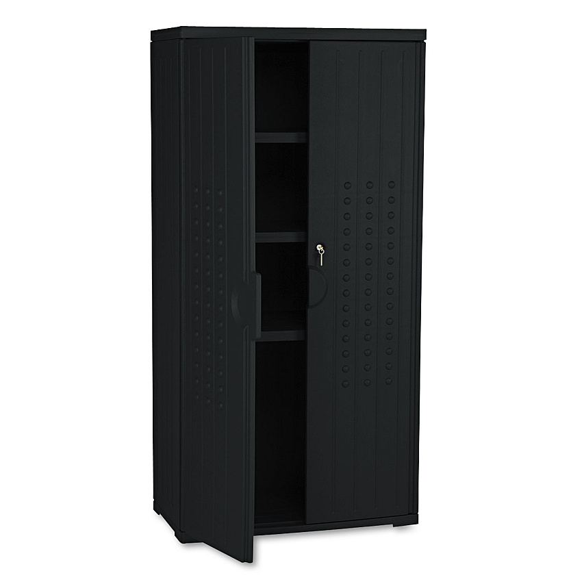 Iceberg Rough n Ready Storage Cabinet, Three-Shelf, 33w x 18d x 66h, Black (92551)