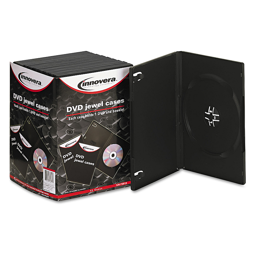 Innovera Standard DVD Case, Black, 10/Pack (IVR72810)