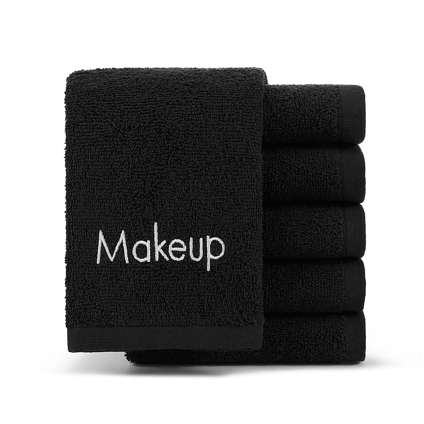 Cotton Makeup Washcloth 13x13 Black - Pack Of 6 (MAKEUP-13X13)