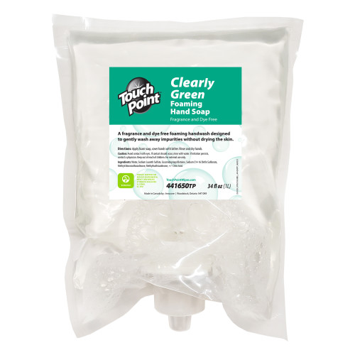 Touch Point Clearly Green Foaming Hand Soap, 34 Fl Oz, 4 Pouches/case, Case Of 4 (441650TP)