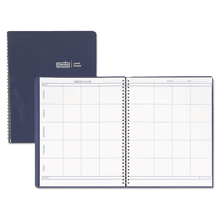 House of Doolittle Recycled Lesson Plan Book, Weekly, 8 Classes, Blue Cover, 11 x 8.5 Sheets, 41-Week Span (51007)