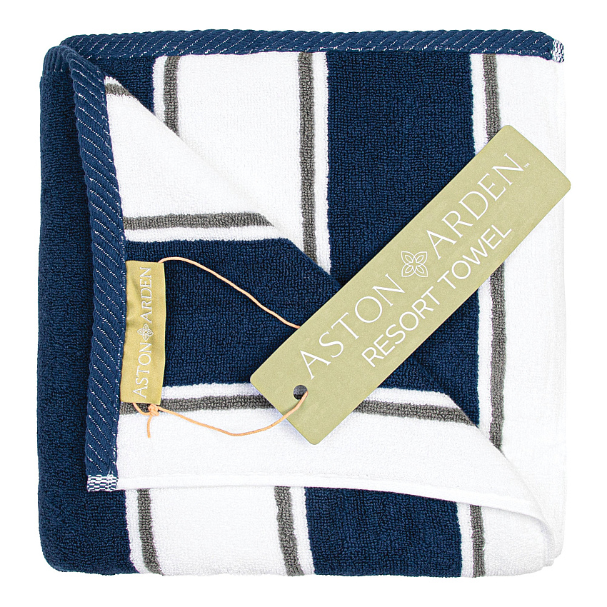 Aston & Arden Pinstriped Beach Towel 35x70 Navy/grey - 1 Each (BT-PINSTR-25BGY)