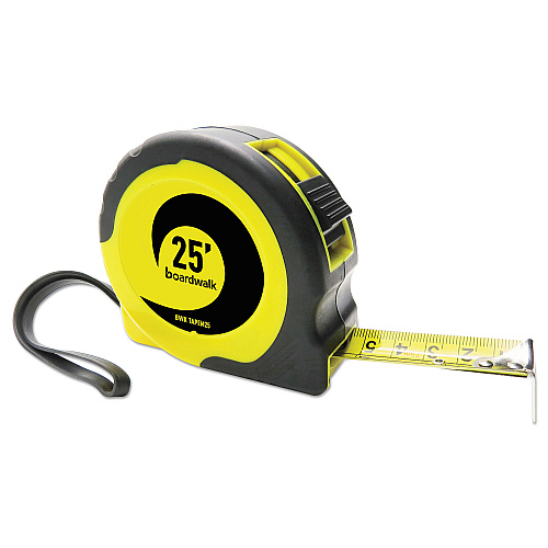 Boardwalk&reg; 25 ft Tape Measure, Plastic Case, Black/Yellow, Each (BWKTAPEM25)