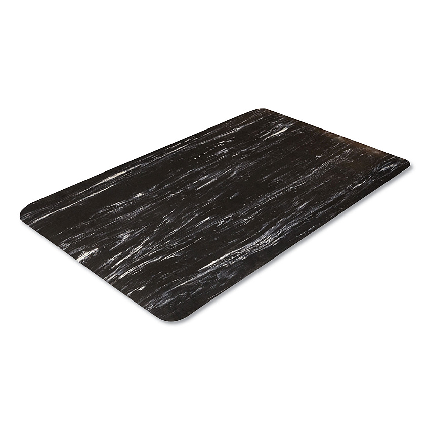 Crown Mats Cushion-Step Marbleized Rubber Mat, 36 x 60, Black (CU3660BK)
