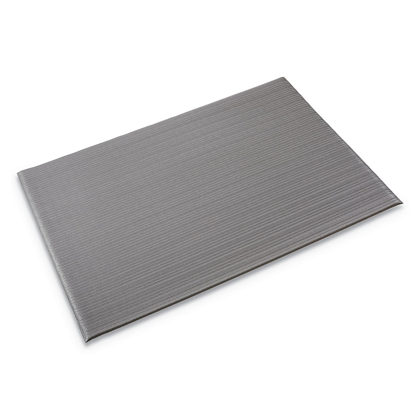 Crown Mats Ribbed Vinyl Anti-Fatigue Mat, Rectangular, Gray Ribbed Surface, 27" x 36" (FJS736GY)