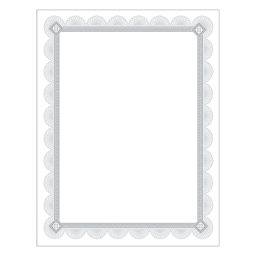 Southworth Premium Certificates, 8.5 x 11, White/Silver with Spiro Silver Foil Border,15/Pack (CTP2W)
