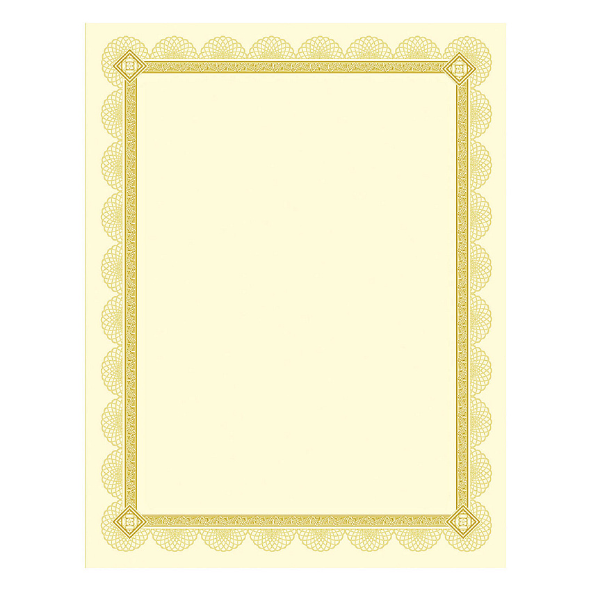 Southworth Premium Certificates, 8.5 x 11, Ivory/Gold with Spiro Gold Foil Border,15/Pack (CTP2V)