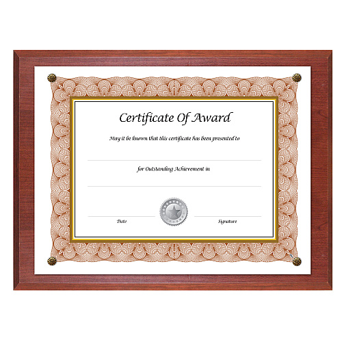NuDell Award-A-Plaque Document Holder, Acrylic/Plastic, 10.5 x 13, Mahogany (18813M)
