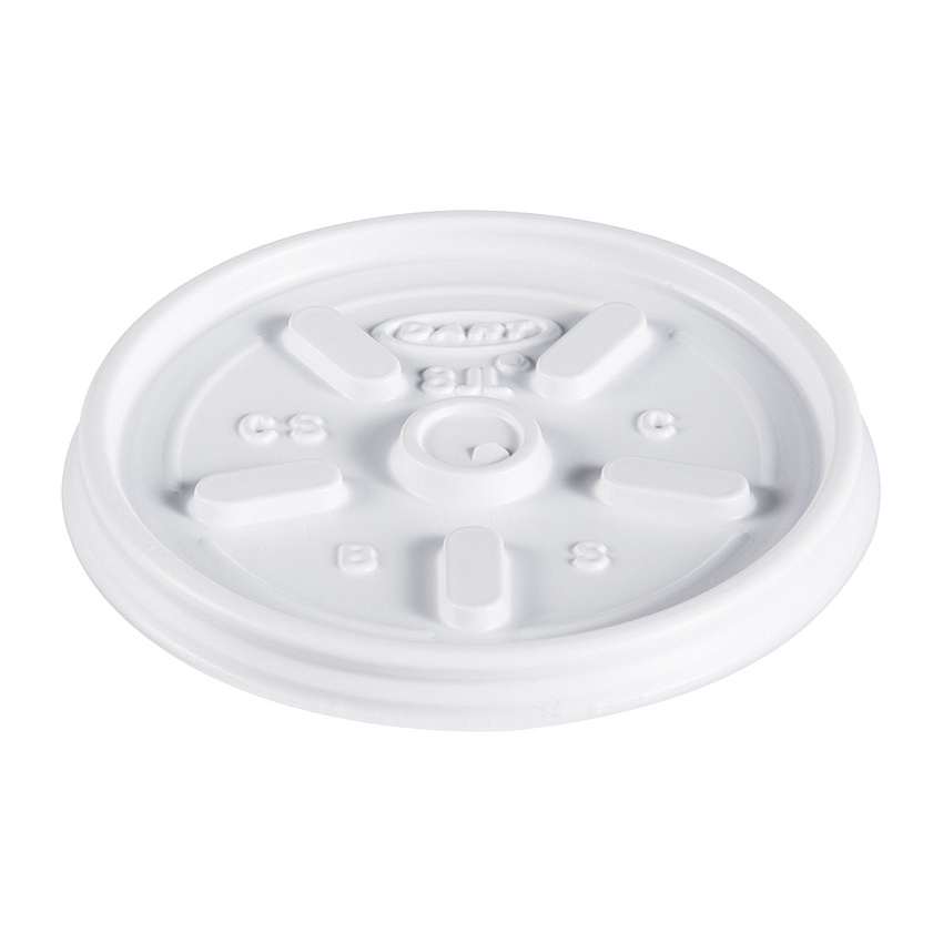 Dart Plastic Lids, Fits 8 oz to 10 oz Hot/Cold Foam Cups, Vented, White, 100/Pack, 10 Packs/Carton (8JL)