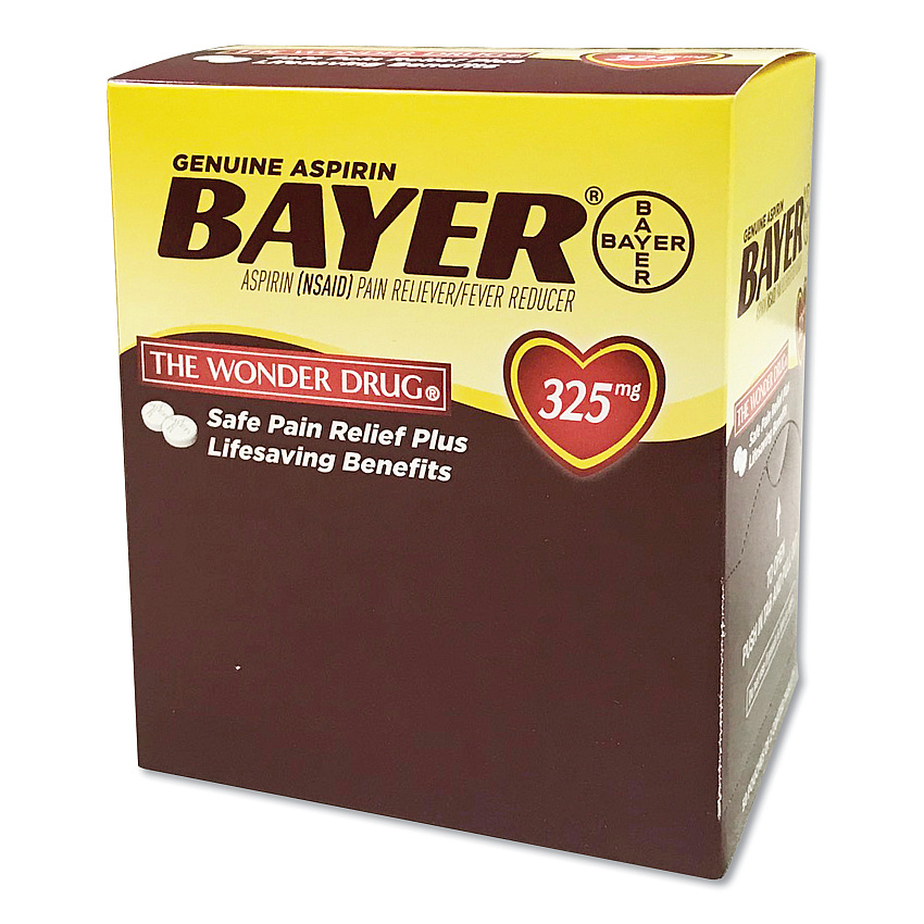 Bayer Aspirin Tablets, Two-Pack, 50 Packs/Box (BXBG50)