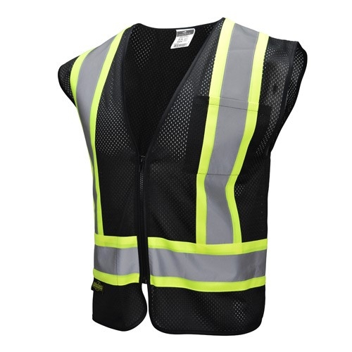 Economy Two Tone Vest Zip 2 Packets,black, Small - 1 Each (RISV22-1ZBM-S)