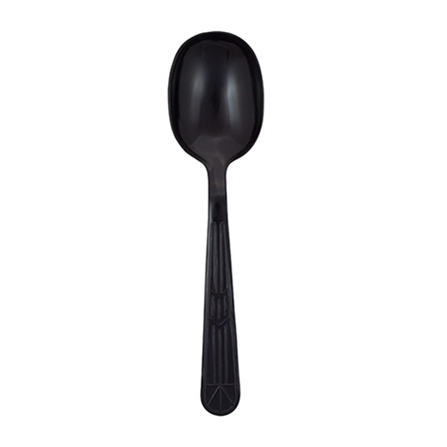 Heavy Weight Polystyrene Unwrapped Soup Spoon, Black (1000 Per Case), Case Of 1000 (CPSHWSSBKE1)